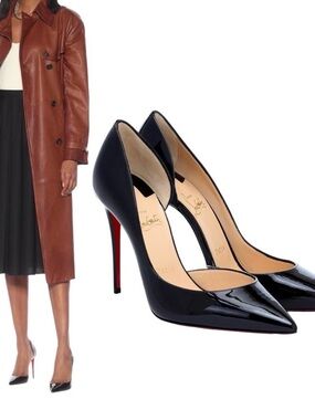 Christian Louboutin Iriza Patent Leather d’Orsay Pumps Black 39 US 9 Red bottoms